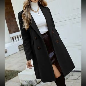 Boho black double breasted coat